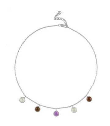 Enso Five Gemstone Space Necklace - Sterling Silver