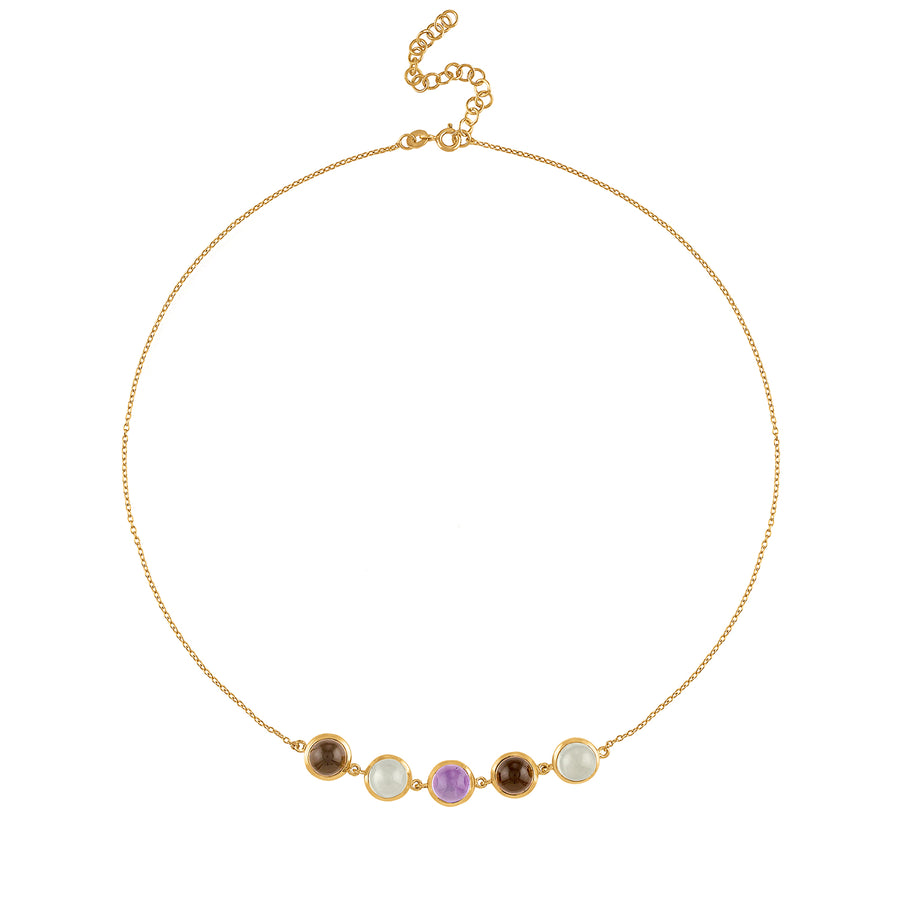 Enso Five Gemstone Closer Necklace - 18K Yellow Gold Vermeil