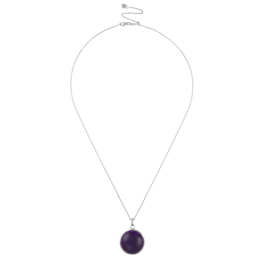 Enso Amethyst Gemstone Pendant Necklace - Sterling Silver
