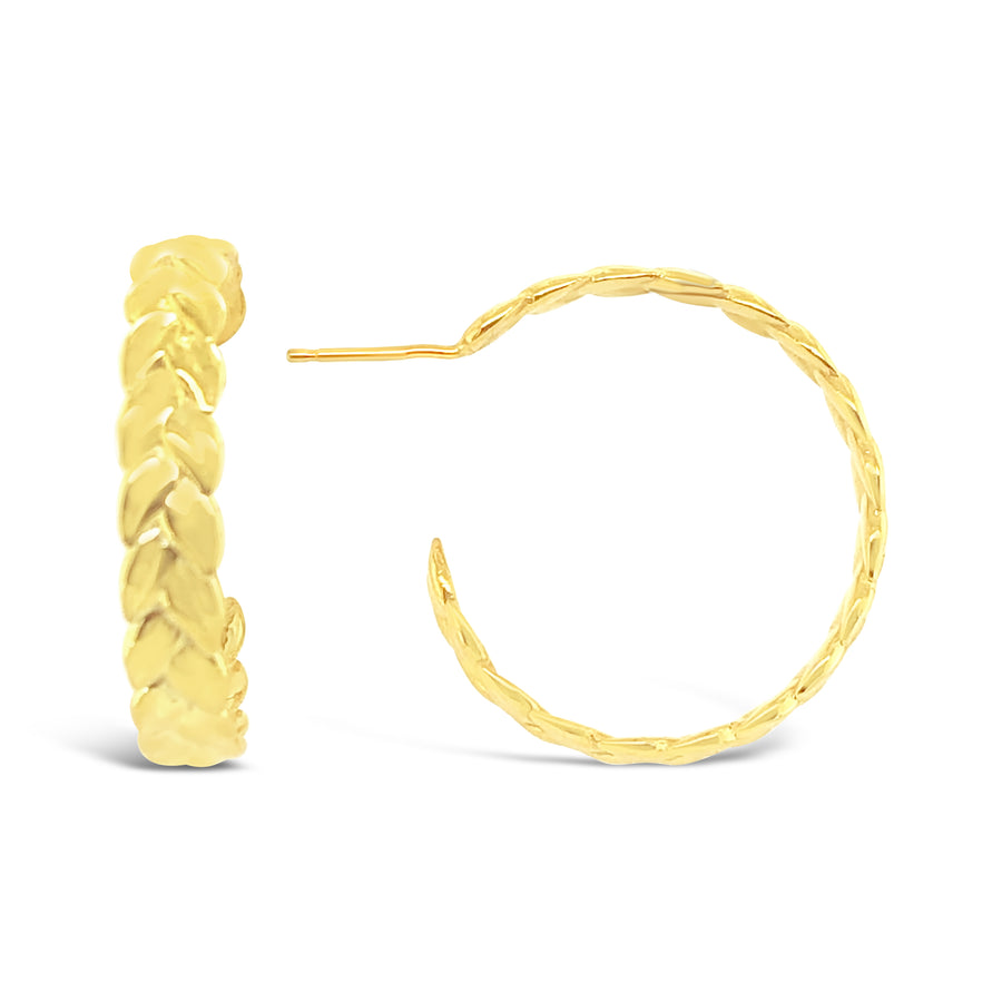 Wheat Sheaf Hoop Earrings -18K Gold Vermeil