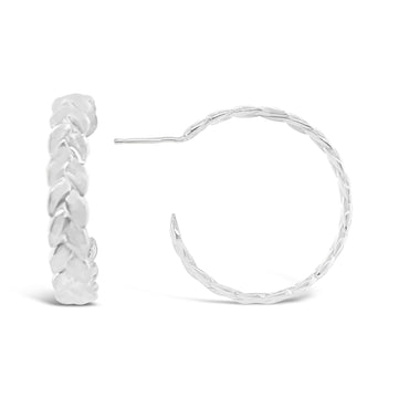 Wheat Sheaf Hoop Earrings - Sterling Silver