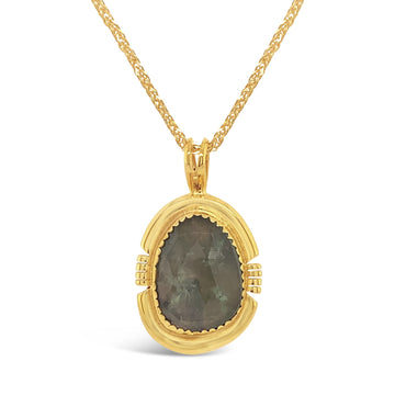 Rose Cut Gemstone Pendant Necklace - 18K Gold Vermeil