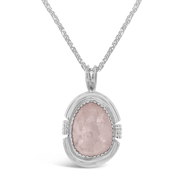 Rose Cut Gemstone Pendant Necklace - Sterling Silver