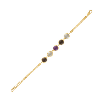 Enso Five Gemstone Bracelet - 18K Yellow Gold Vermeil