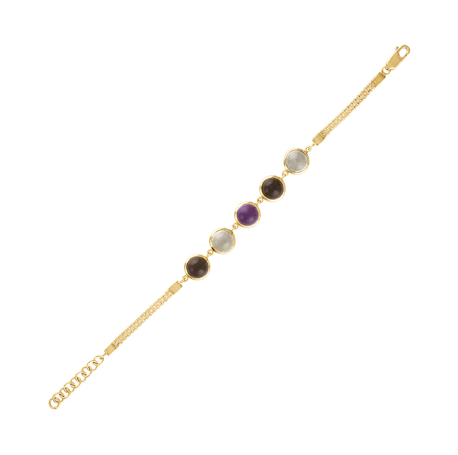 Enso Five Gemstone Bracelet - Sterling Silver