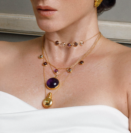 Enso Amethyst Gemstone Pendant Necklace
