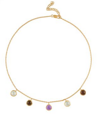 Enso Five Gemstone Space Necklace - 18K Yellow Gold Vermeil