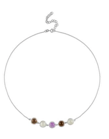 Enso Five Gemstone Closer Necklace - Sterling Silver