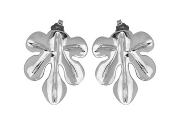 Fig Leaf Stud Earring - Medium -Sterling Silver