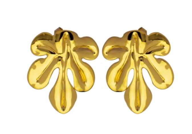 Fig Leaf Stud Earring - Medium - Yellow Gold Vermeil