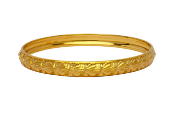 Fig Leaf Bangle Bracelet - Yellow Gold