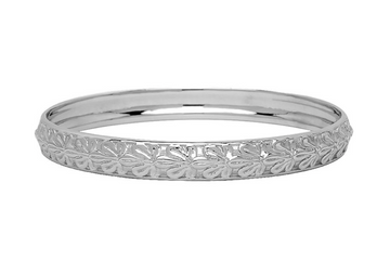 Fig Leaf Bangle Bracelet - Sterling Silver