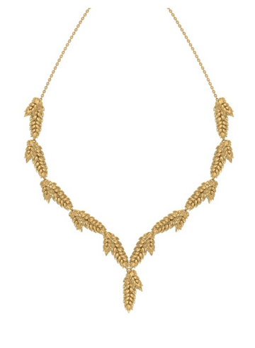 Wheat Sheaf Statement Necklace - 18K Gold Vermeil