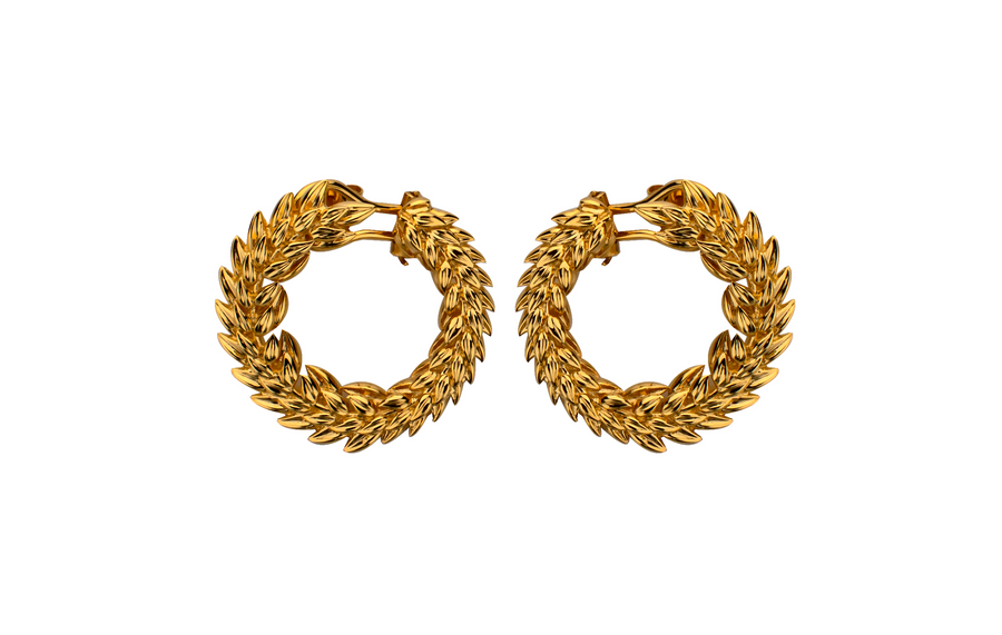 Wheat Sheaf Unique Earrings -18K Gold Vermeil