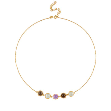 Enso Five Gemstone Closer Necklace - 18K Yellow Gold Vermeil