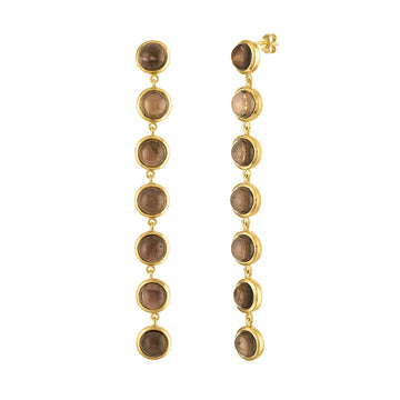 Enso Gemstone Drop Earrings - 18K Yellow Gold Vermeil Smokey Quartz