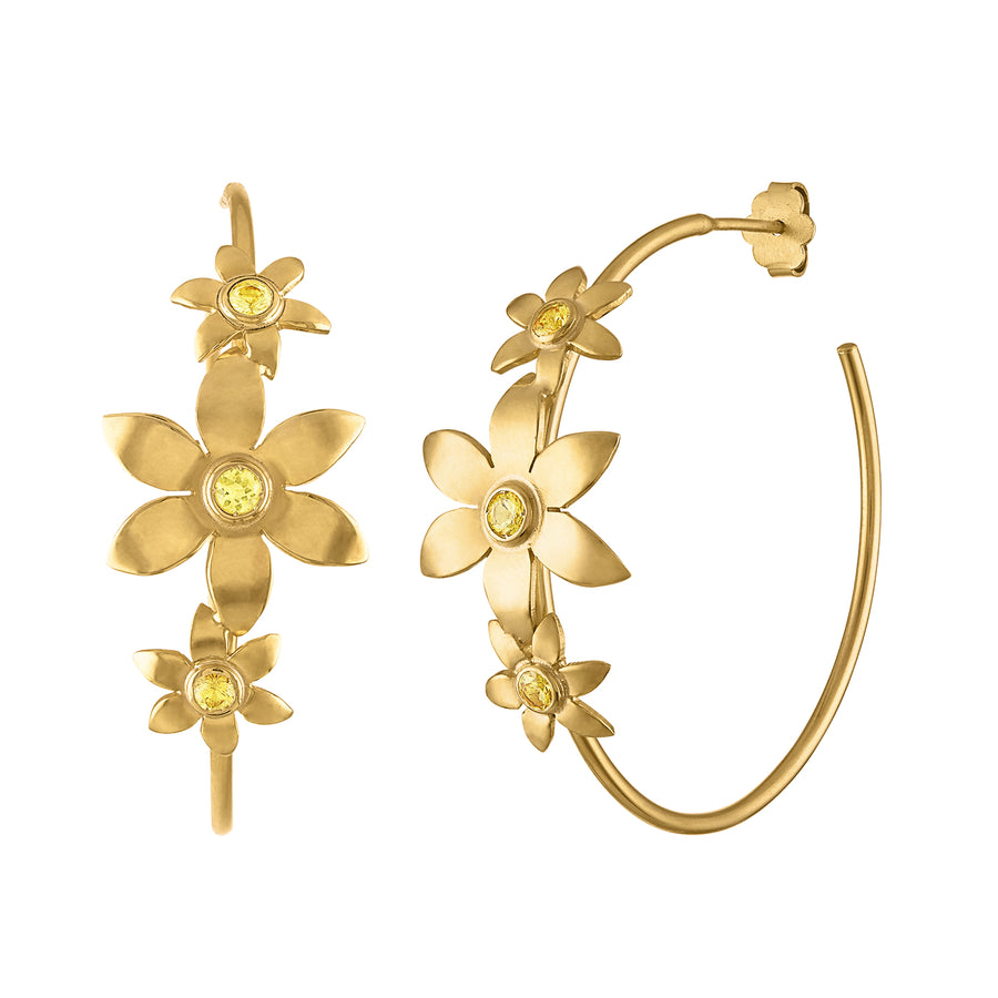 Jasmine Flower Hoop Earrings