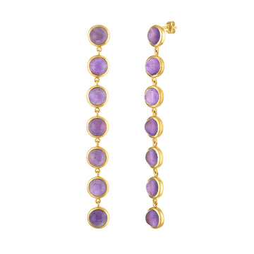 Enso Gemstone Drop Earrings - 18K Yellow Gold Vermeil Amethyst