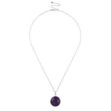 Enso Amethyst Gemstone Pendant Necklace - Sterling Silver