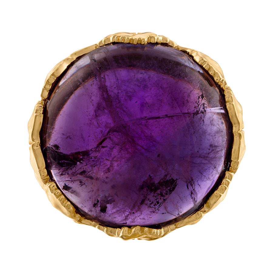 Amethyst Gemstone Cocktail Ring with Leaf Design - 18K Yellow Gold Vermeil