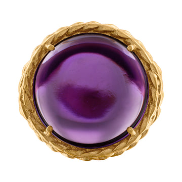 Amethyst Wheat Motif Cocktail Ring