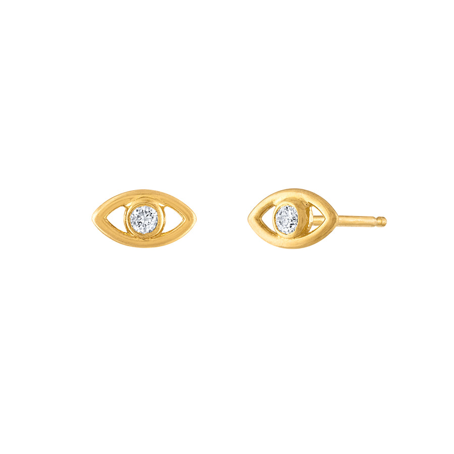 Evil Eye Stud Earrings - 18K Gold Vermeil with Diamonds