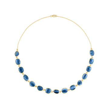 Yellow Gold Vermeil Kyanite Rose Cut Gemstone Necklace