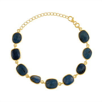 Yellow Gold Vermeil Kyanite Rose Cut Gemstone Bracelet