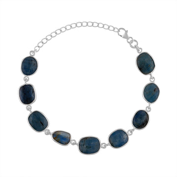 Sterling Silver Kyanite Rose Cut Gemstone Bracelet