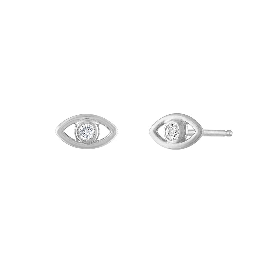 Evil Eye Stud Earrings - 18K Gold Vermeil with Diamonds